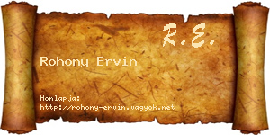 Rohony Ervin névjegykártya