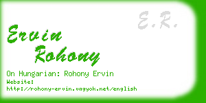 ervin rohony business card